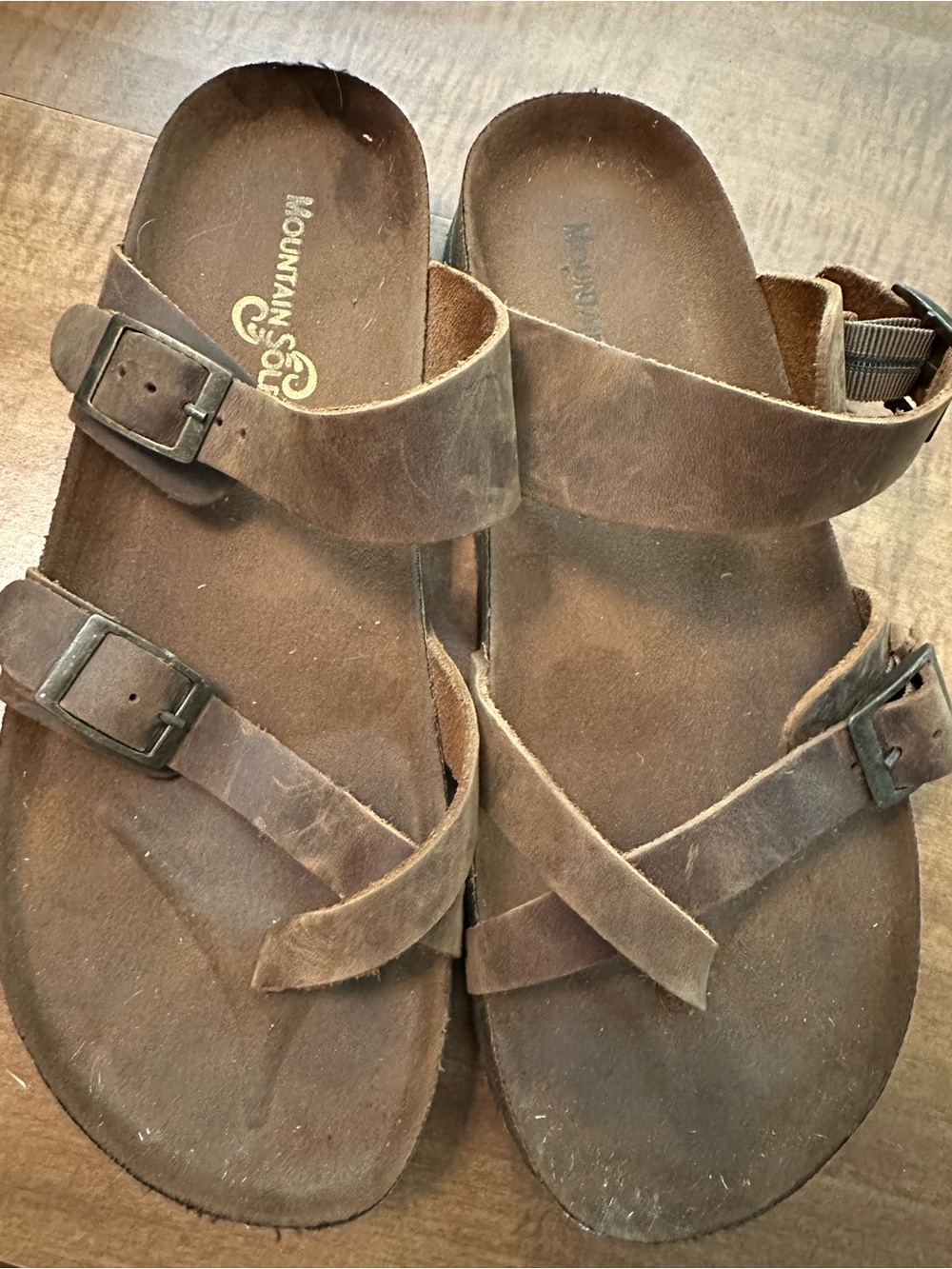 Women’s Brown Leather Slide Sandals